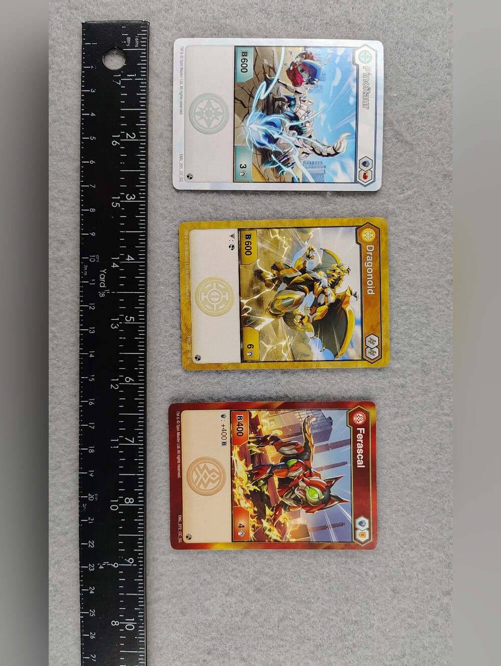 Bakugan Dragonoid & Ferascal Kids Trading Card Set - Yellow & Red Cards